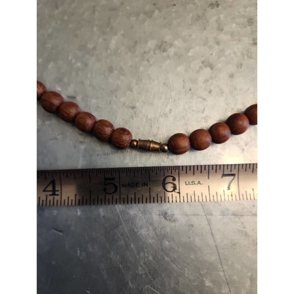 Vintage Wooden Bead Necklace 26" long with Barrel Clasp - Picture 4 of 6